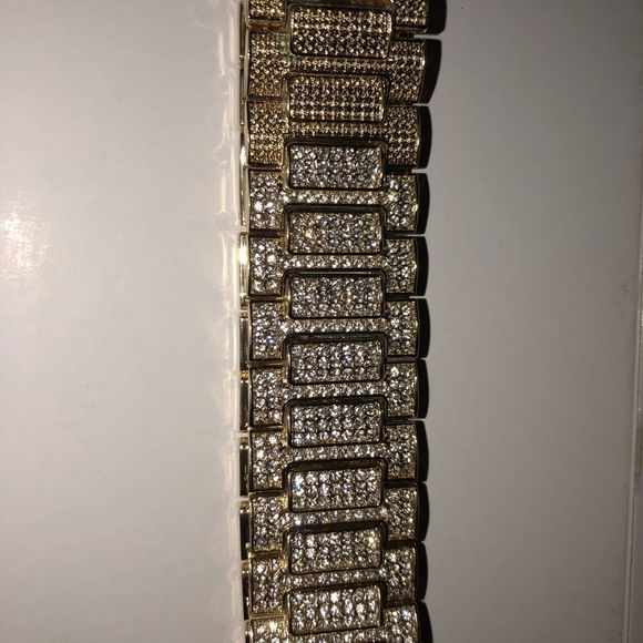 New ICED OUT Micro Pave 14K Gold Mens Bracelet - Picture 2 of 4